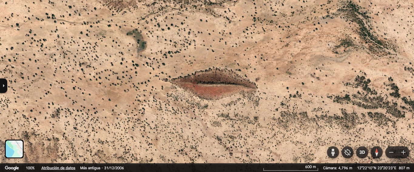 Vista aérea de los labios del Desierto de Sudán